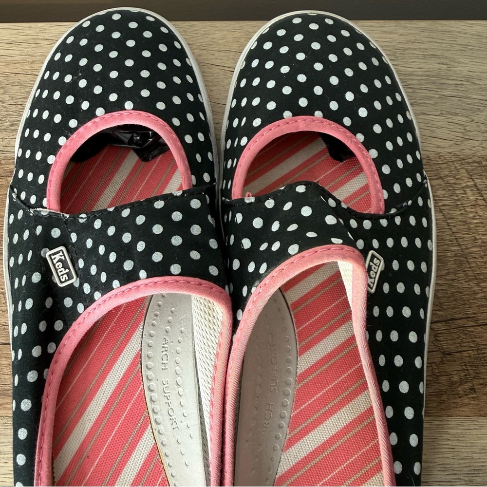 Keds Black Polka Dot Mary Jane Mules with Pink Trim - Picture 9 of 13